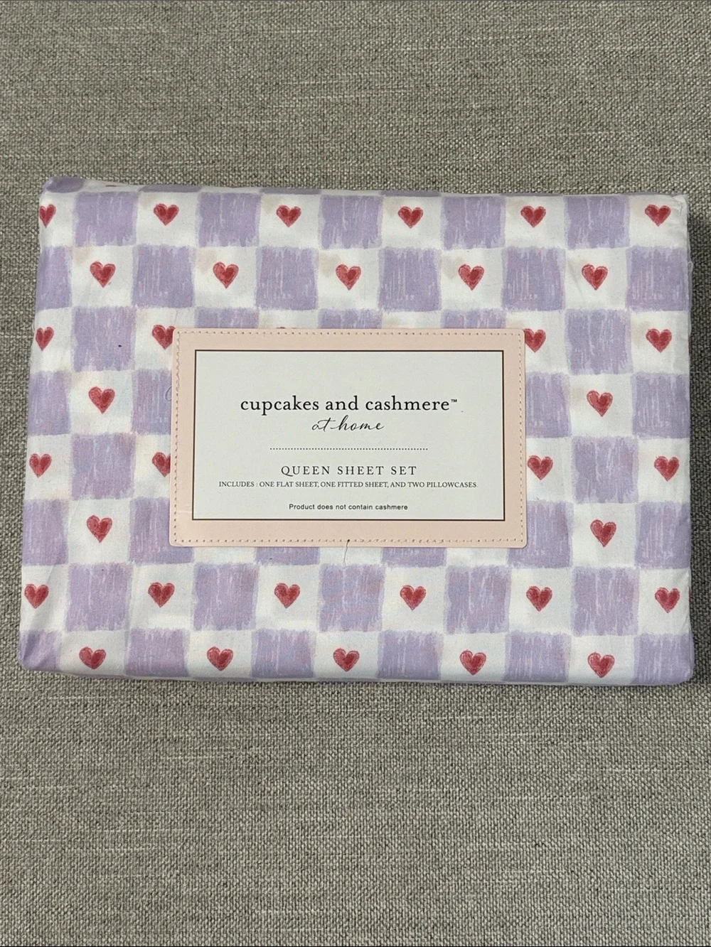 CUPCAKES & CASHMERE checkered hearts Sheet Set queen